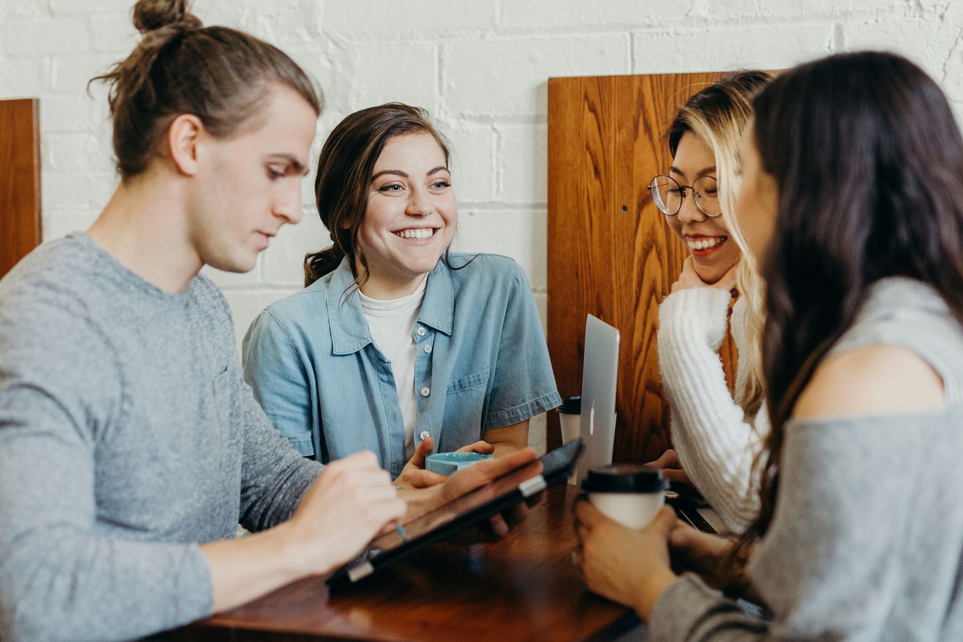People talking around a table